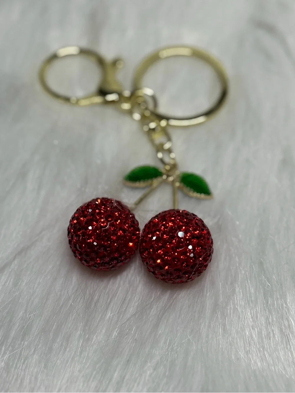 Gold Bling Cherry Keychain Charm